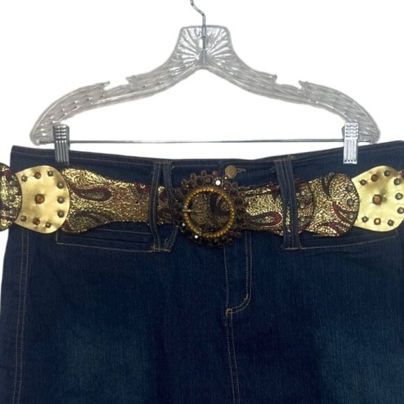 Zoey Beth Denim Skirt Gold Belt Womens 1X Blue New - Picture 3 of 10